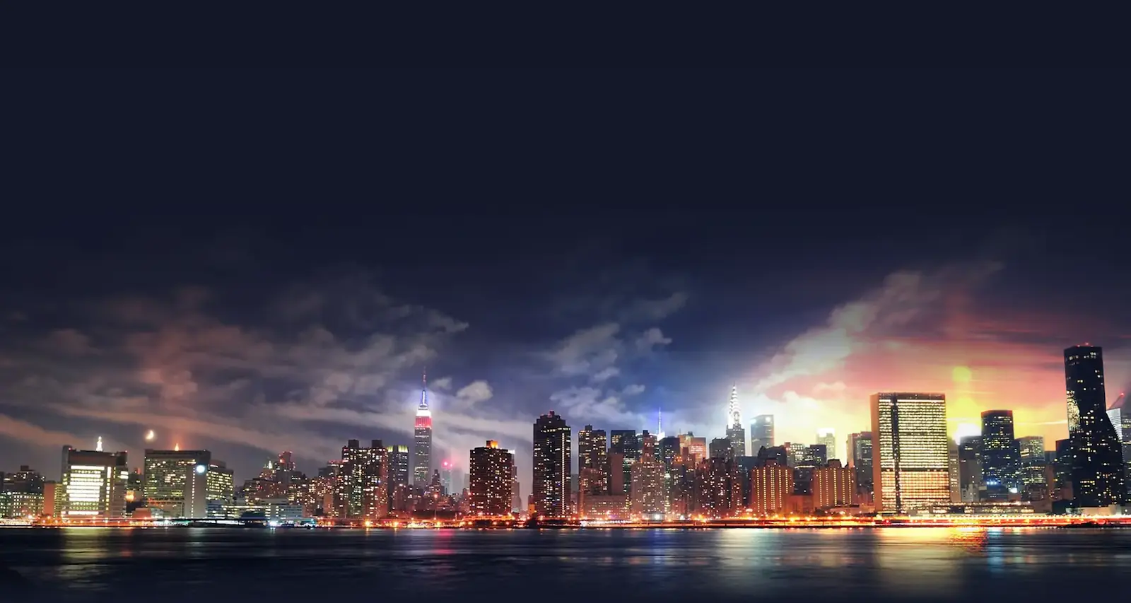 Night City - A Modern Urban Landscape A vibrant night view of a modern city with illuminated buildings.